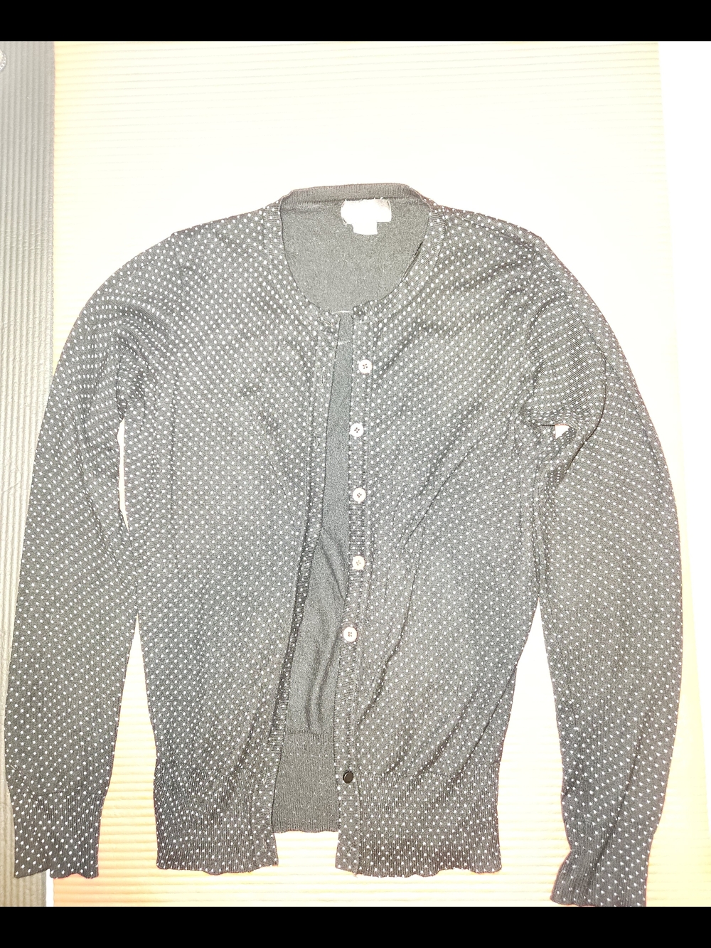 Women's Gray Polka Dot Button Cardigan
